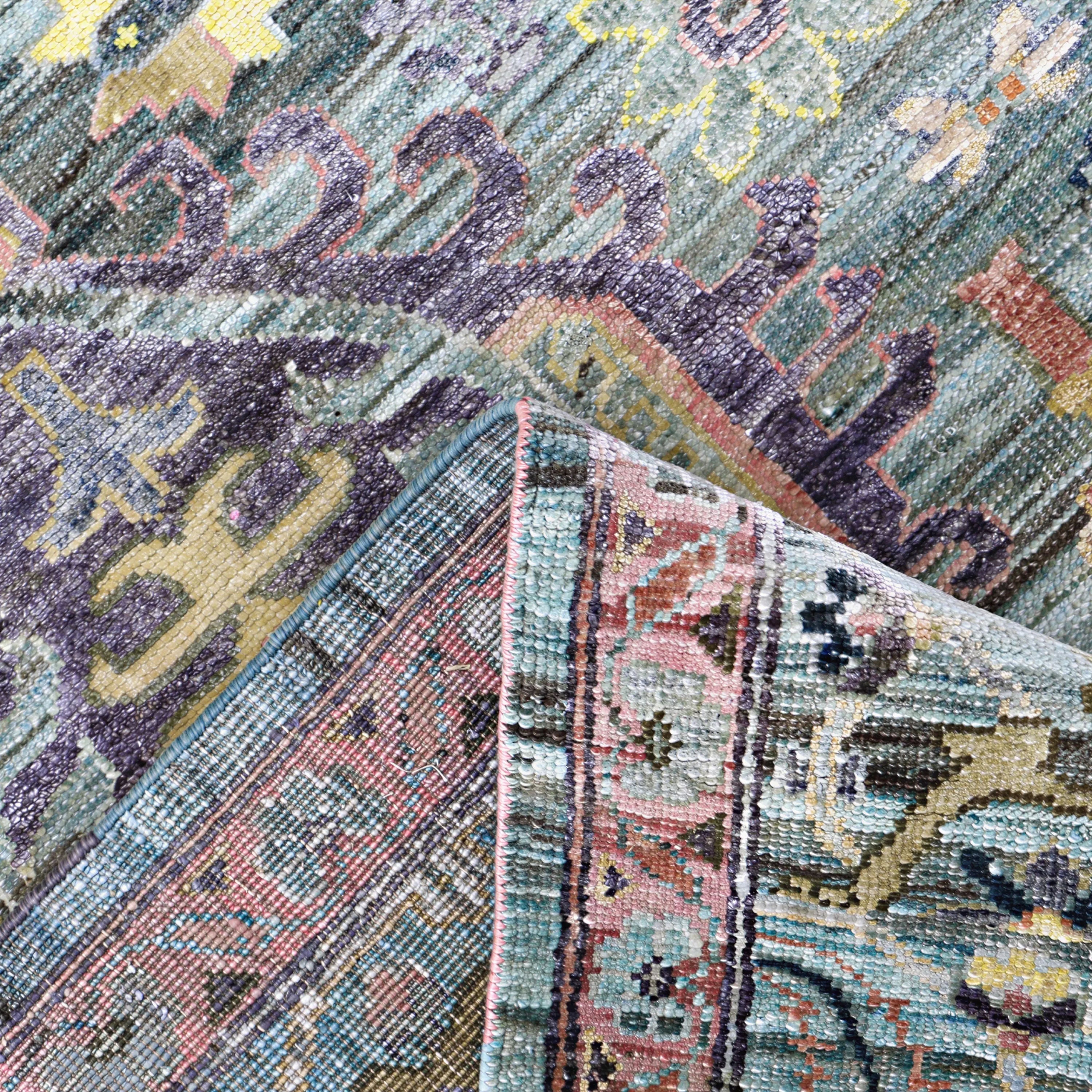 Blau Multi Alchemy Traditionelle Wollseide Mischgewebe-Teppich - 9'0' x 12'1'