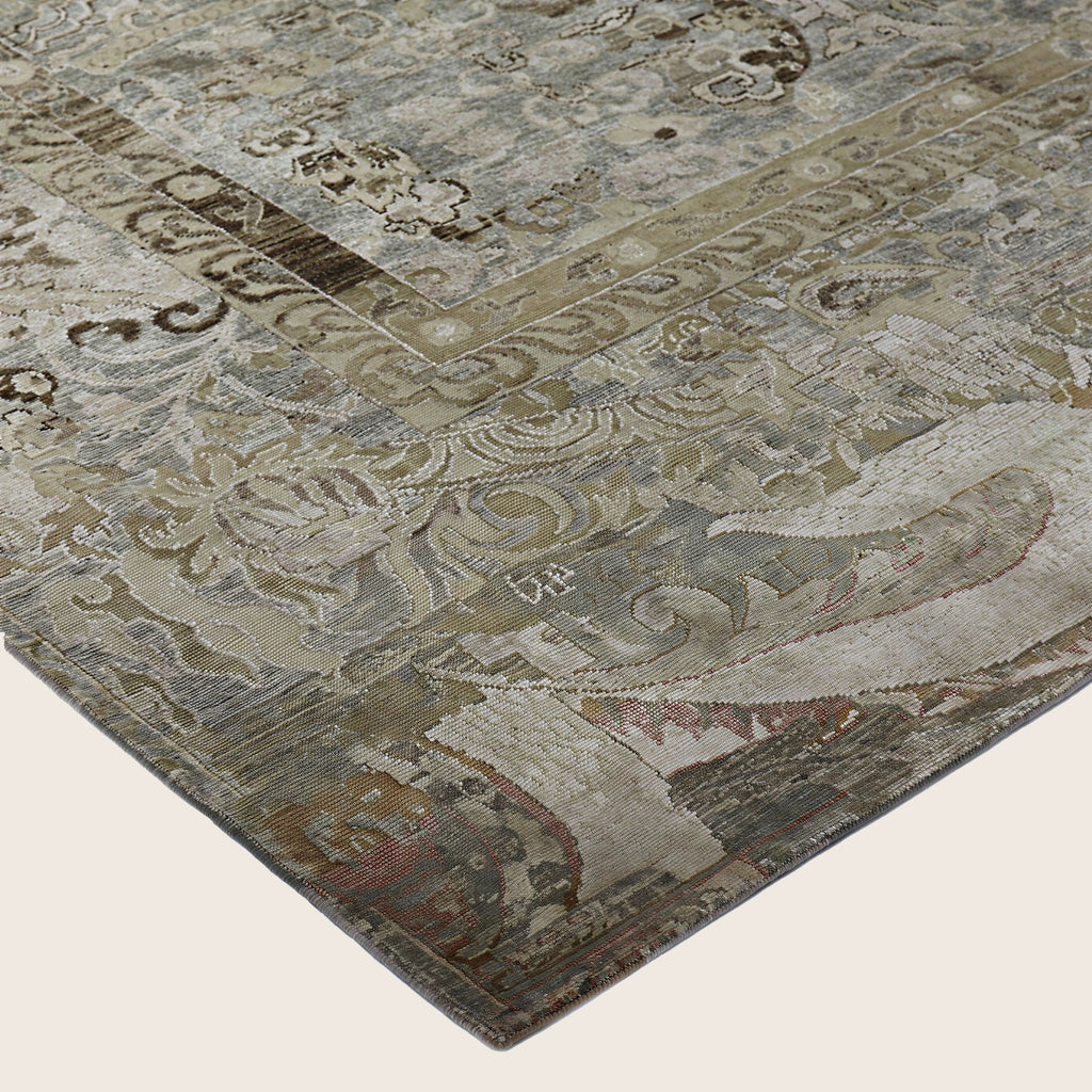 Braune Alchemie Traditioneller Seidenwollteppich - 9'11' x 14'3''