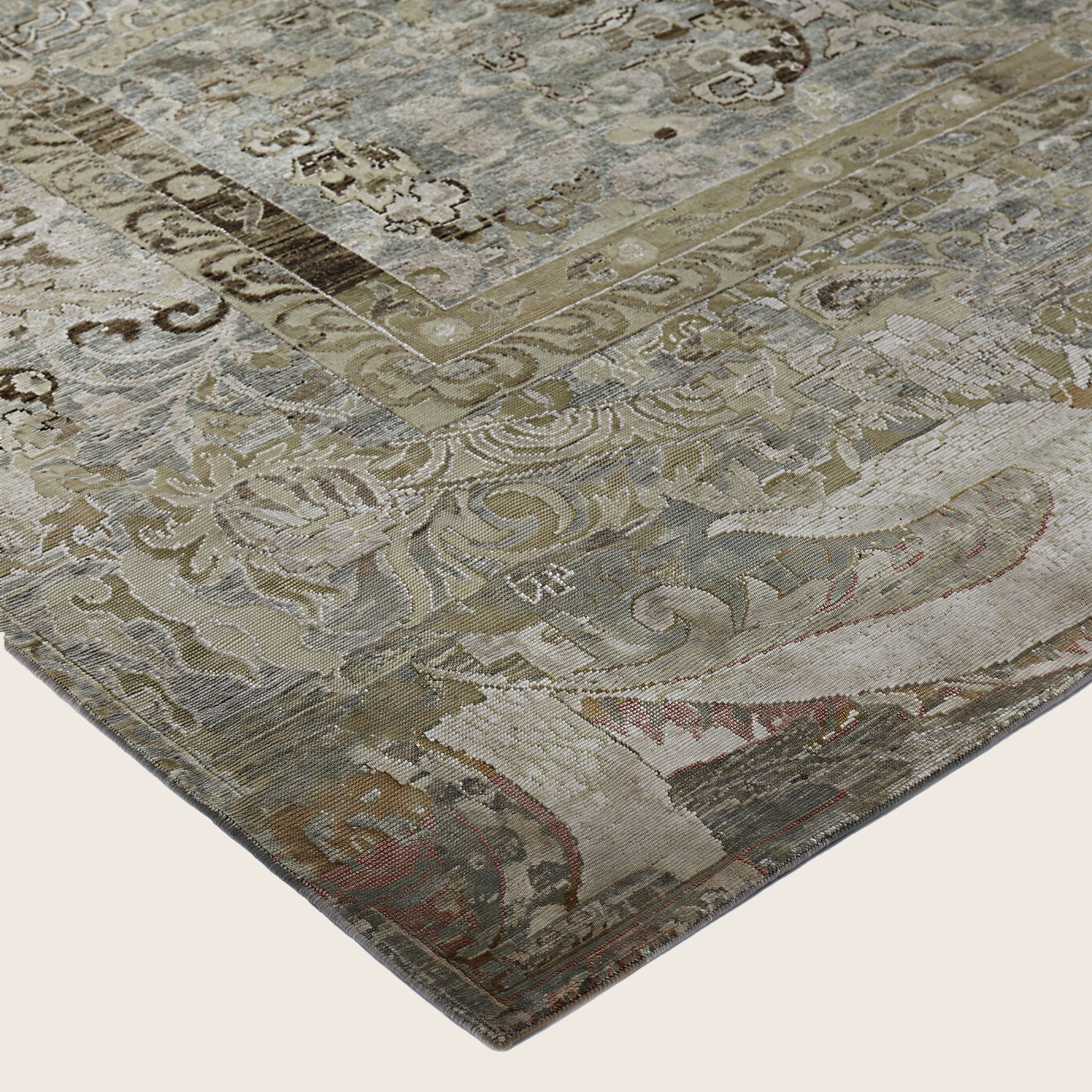 Braune Alchemie Traditioneller Seidenwollteppich - 9'11' x 14'3''