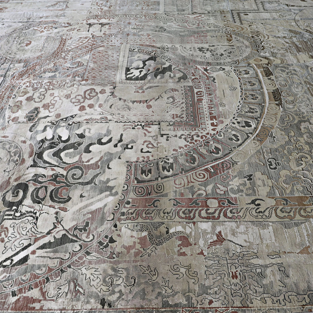 Braune Alchemie Traditioneller Seidenwollteppich - 9'11' x 14'3''