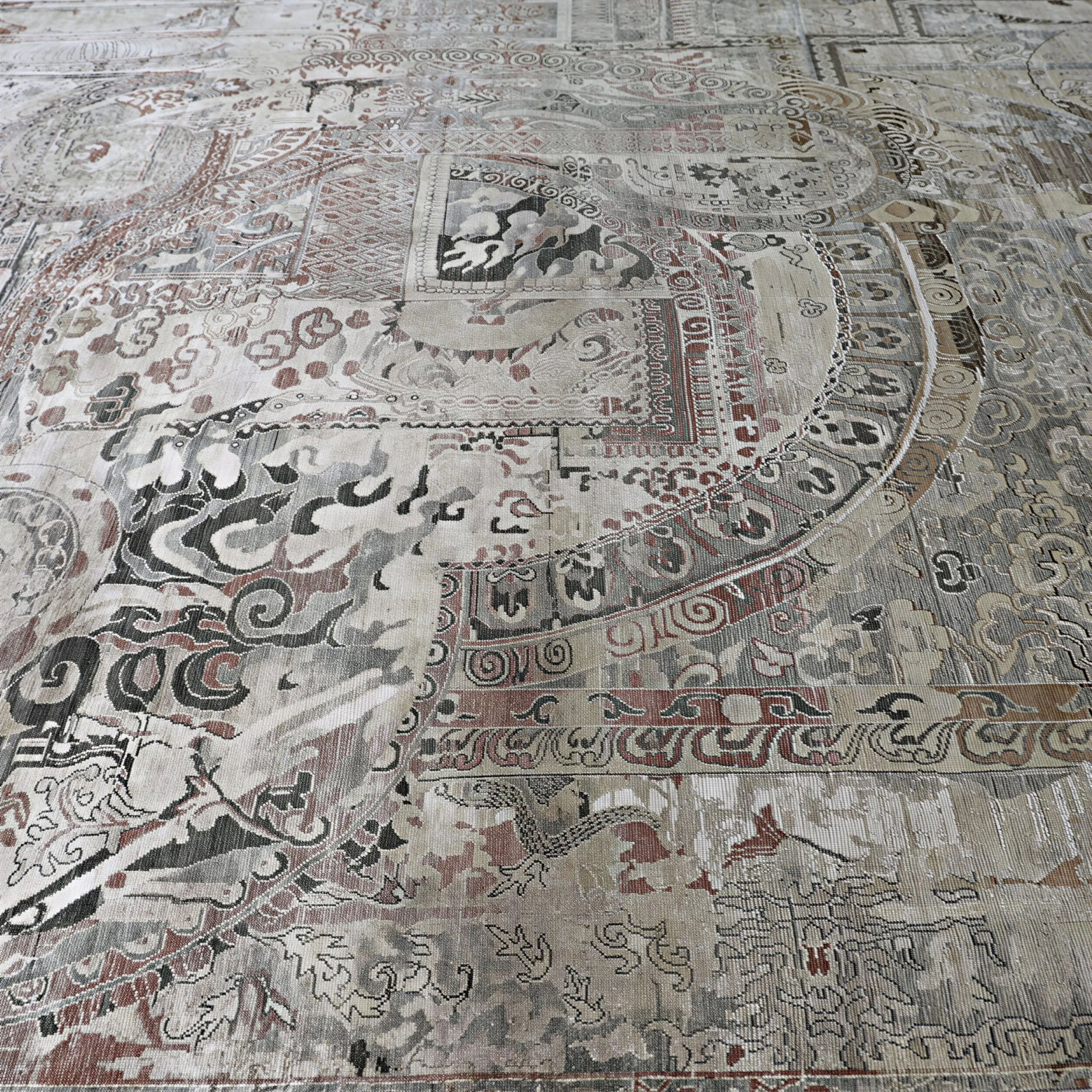 Braune Alchemie Traditioneller Seidenwollteppich - 9'11' x 14'3''