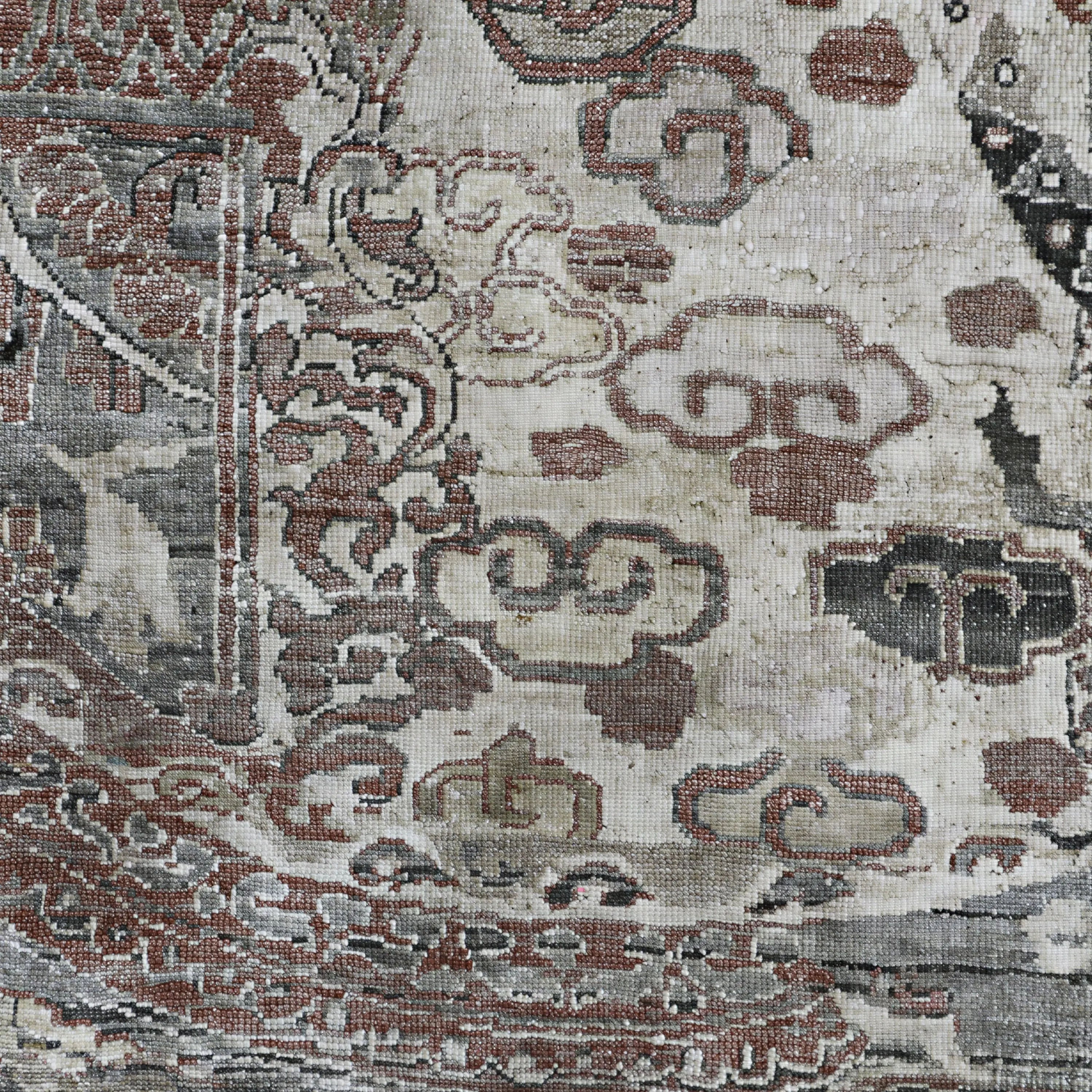 Braune Alchemie Traditioneller Seidenwollteppich - 9'11' x 14'3''