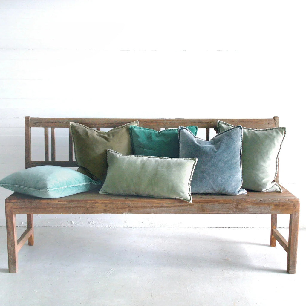 Pip Washed Samt Aqua Kissen